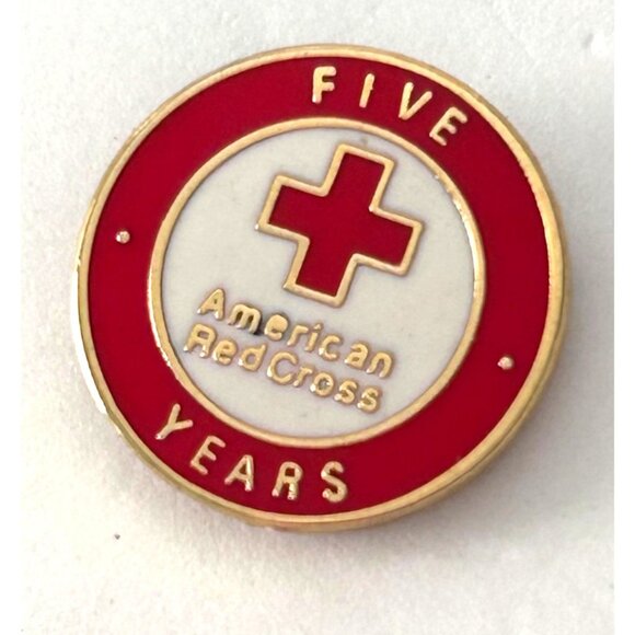American Red Cross 5 Years Service Enamel Lapel Pin - Picture 1 of 3